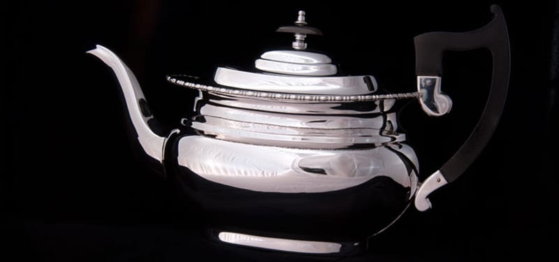 Polished silver kettle