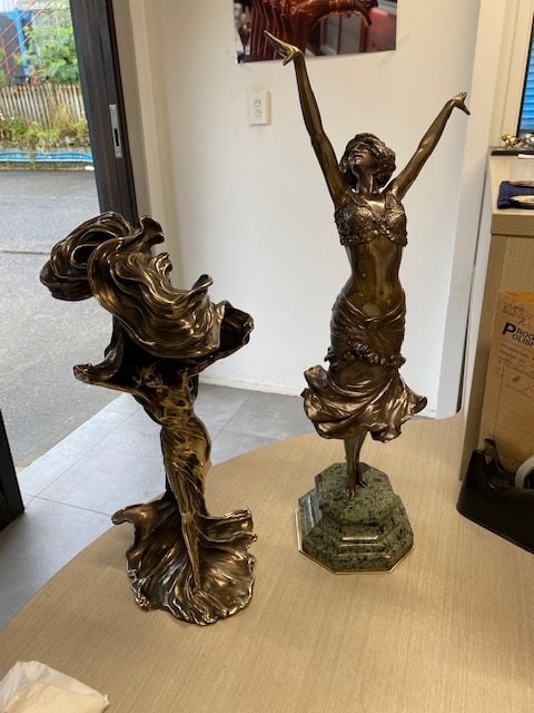 Antique Statues Polished Aged Bronzed and Relieved for Effect
